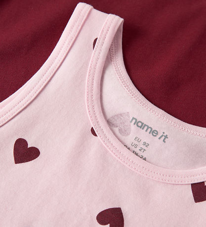 Name It Undertrøje - NmfTank - 2-pak - Parfait Pink/Rumba Red