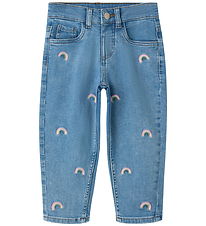 Name It Jeans - NmfBella Mom - Medium Blue Denim/Rainbow Embro