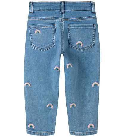 Name It Jeans - NmfBella Mom - Medium Blue Denim/Rainbow Embro