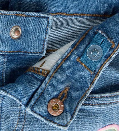Name It Jeans - NmfBella Mom - Medium Blue Denim/Rainbow Embro