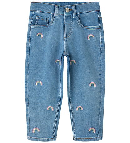 Name It Jeans - NmfBella Mom - Medium Blue Denim/Rainbow Embro