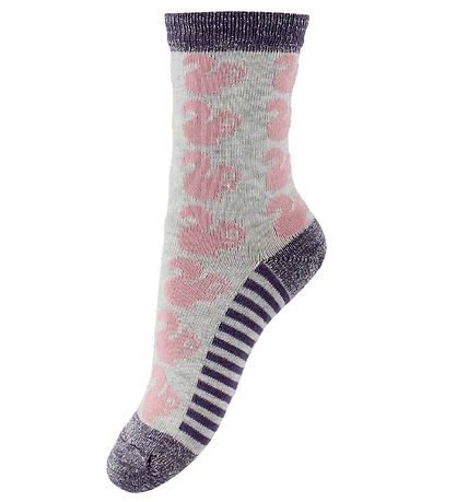 Melton Socks - Grey Melange/Rose w. Squirrel Melton Socks - Grey Melange/Rose w. Squirrel
