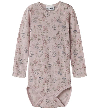 Name It Body l/æ - Uld - NmfWang - Violet Ice/Flowers/Leafs