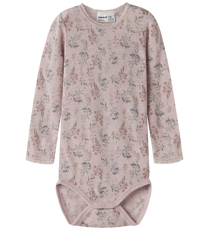 Name It Body l/æ - Uld - NmfWang - Violet Ice/Flowers/Leafs