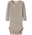 Lil Atelier Body l/æ - Rib - Uld/Modal - Slim - NbnNalu - Feathe