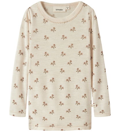 Lil Atelier Bluse - Uld/Modal - Slim  - NmfNalu - Turtledove/Flo