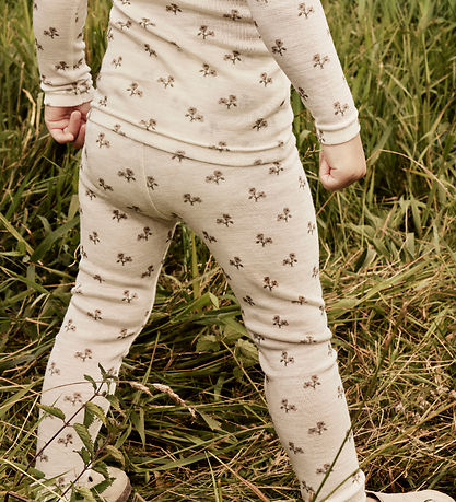 Lili Atelier Leggings - Uld/Modal - Slim - NmfNalu - Turtledove/