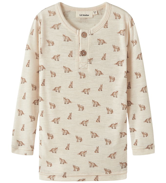 Lil Atelier Bluse - Uld/Modal - Slim - NmmNalu - Turtledove/Fox