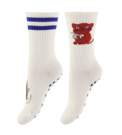 Mini Rodini Strømper - 6-pak - Antiskrid - Kitten - Multi