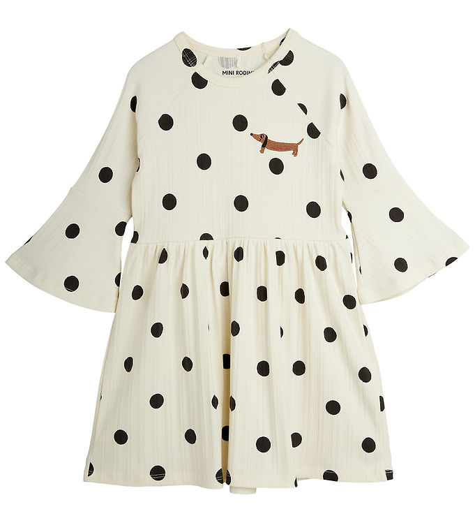 Mini Rodini Kjole - Hund - Offwhite