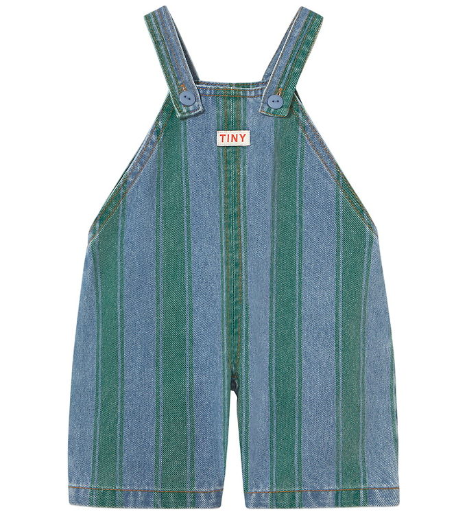 Tiny Cottons Smækbukser - Retro Stripes - Denim Medium Wash