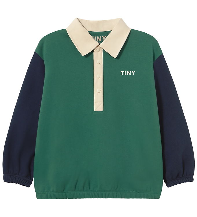 Tiny Cottons Pikétröja - Färgblock - Dark Green