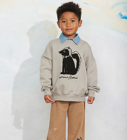 Mini Rodini Sweatshirt - Stinkdyr - Chenille - Grå