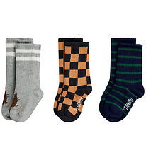 Mini Rodini Strømper - 3-pak - Chess check - Multi