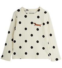 Mini Rodini Bluse - Dots aop dog - Off-white