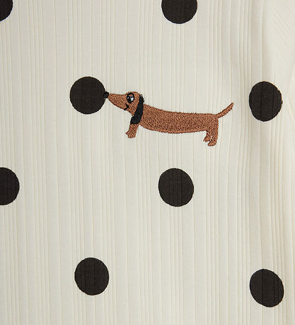 Mini Rodini Bluse - Dots aop dog - Off-white