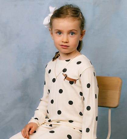 Mini Rodini Bluse - Dots aop dog - Off-white