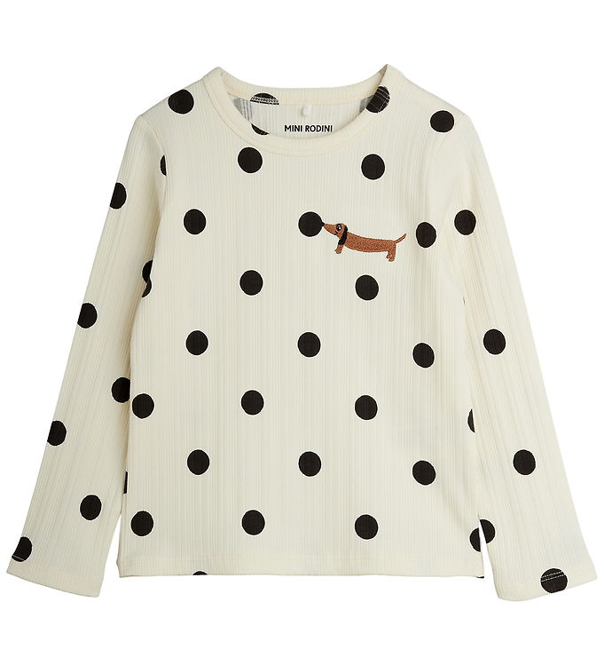 Mini Rodini Tröja - Dots upp Dog - Off-White