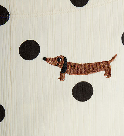 Mini Rodini Bukser - Dots aop dog flared - Off-white