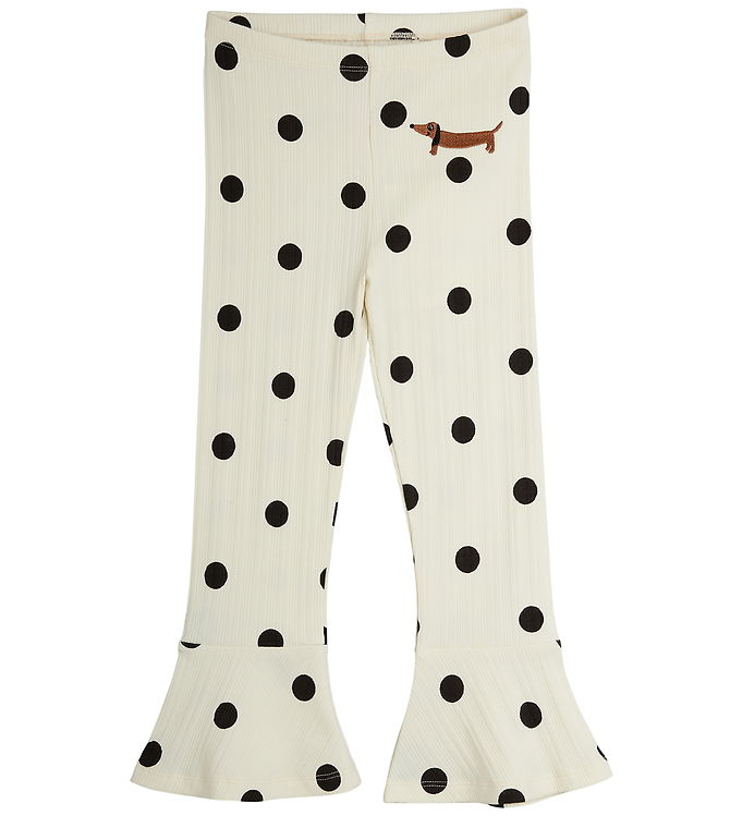Mini Rodini Bukser - Dots aop dog flared - Off-white