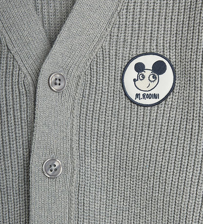 Mini Rodini Cardigan - Ritzratz patch - Grey Melange