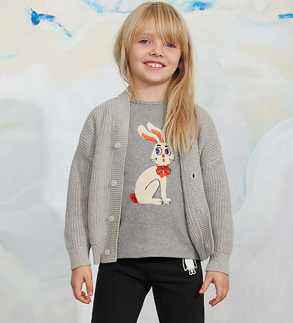Mini Rodini Cardigan - Ritzratz patch - Grey Melange