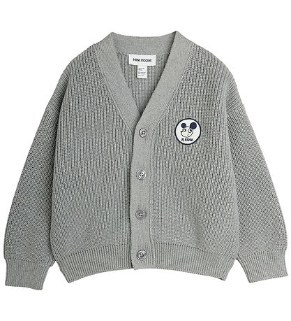 Mini Rodini Cardigan - Ritzratz patch - Grey Melange