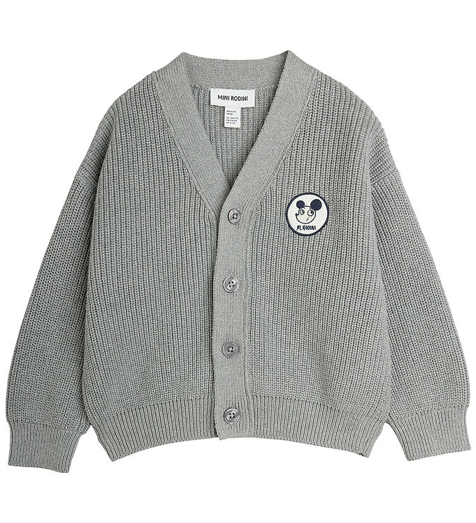 Mini Rodini Cardigan - Ritzratz patch - Grey Melange