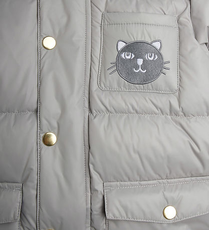 Mini Rodini Dynejakke - Cat ears - Grey