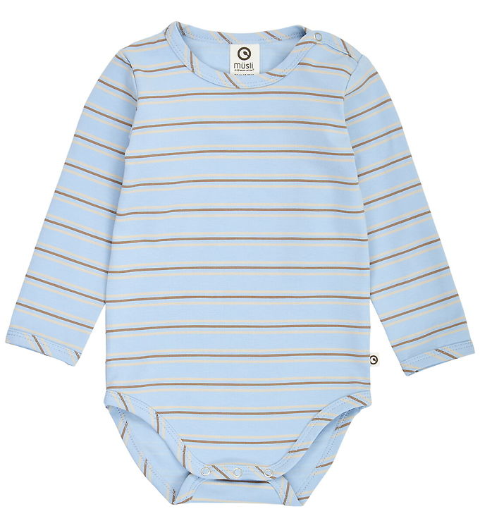 Müsli Body l/æ - Storybook Stripe - Soft Blue/Walnut/Oak