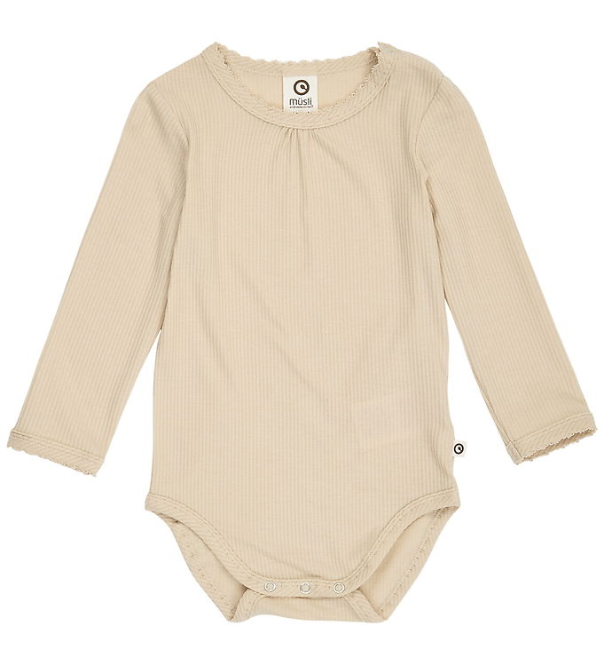 Müsli Body l/æ - Rib/Modal - Mellow Picot - Oak