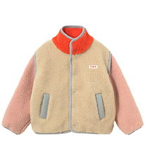 Tiny Cottons Fleece Jacket - Color Block Sherpa - Vanilla