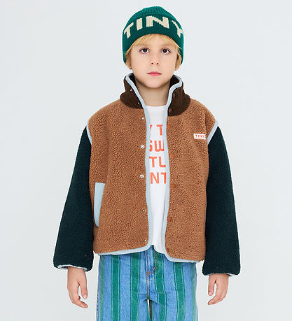 Tiny Cottons Fleecejakke - Color Block Sherpa - Light Brown