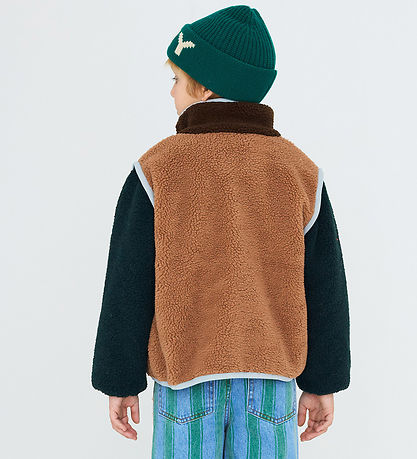 Tiny Cottons Fleecejakke - Color Block Sherpa - Light Brown