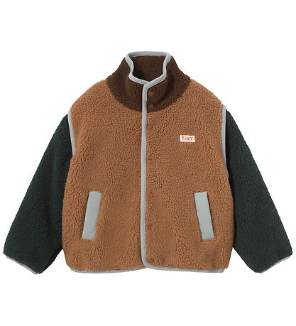 Tiny Cottons Fleecejakke - Color Block Sherpa - Light Brown