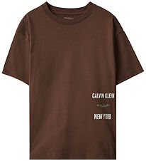 Calvin Klein T-shirt - Interest Placement - Rocky RoadBROWN