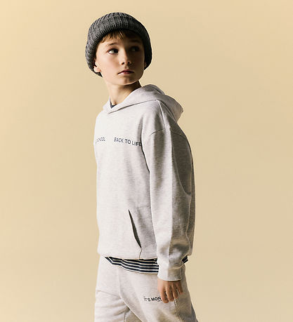 Name It Hættetrøje - NkmLeland - Light Grey Melange