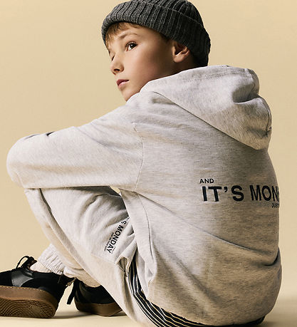 Name It Hættetrøje - NkmLeland - Light Grey Melange