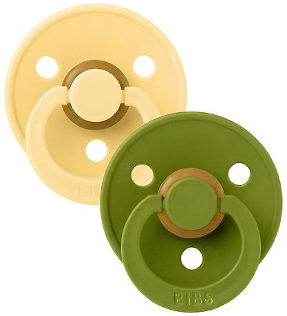 BIBS Colour Sutter - Str. 2 - Rund - 2-pak - Pale Butter/Wasabi