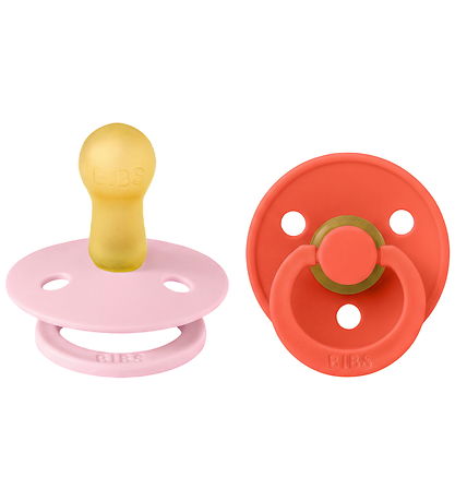 BIBS Colour Sutter - Str. 2 - Rund - 2-pak - Baby Pink/Tango
