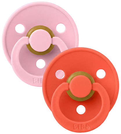 BIBS Colour Sutter - Str. 1 - Rund - 2-pak - Baby Pink/Tango
