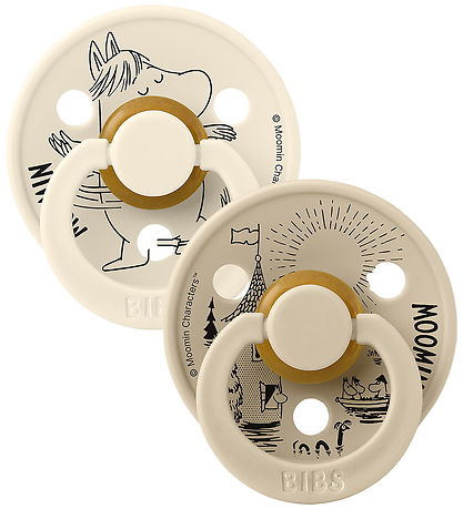 BIBS x Moomin Colour Sutter - Str. 2 - Rund - 2-pak - Ivory/Vani
