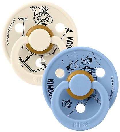 BIBS x Moomin Colour Sutter - Str. 2 - Rund - 2-pak - Ivory/Sky 