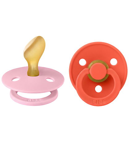 BIBS Colour Sutter - Str. 2 - Anatomisk - 2-pak - Baby Pink/Tang