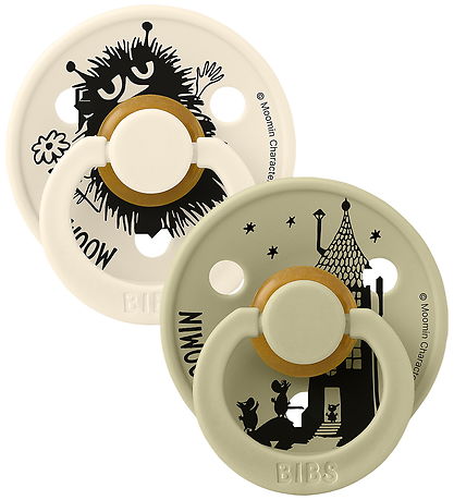 BIBS x Moomin Colour Sutter - Str. 2 - Rund - 2-pak - Ivory/Khak
