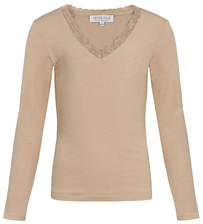 Hound Bluse - HdLisa - Rib - Beige m. Blondekant