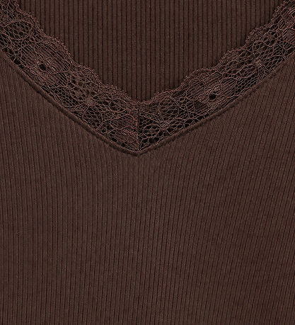 Hound Top - HdLisa - Rib - m. Lace Detail - Dark Brown