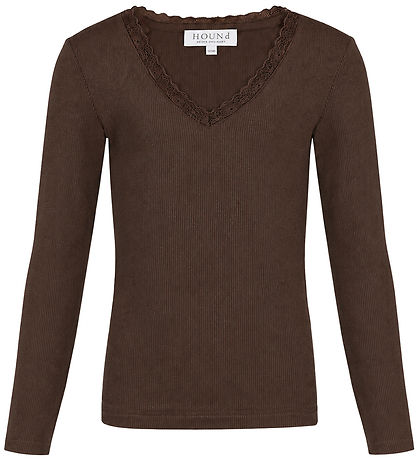 Hound Top - HdLisa - Rib - m. Lace Detail - Dark Brown