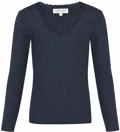 Hound Bluse - HdLisa - Rib - Navy m. Blondekant