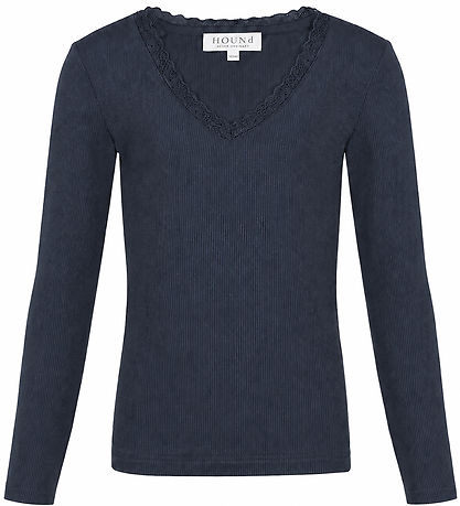 Hound Bluse - HdLisa - Rib - Navy m. Blondekant